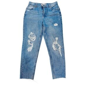 Refuge Light Blue Distressed Straight Leg Jeans